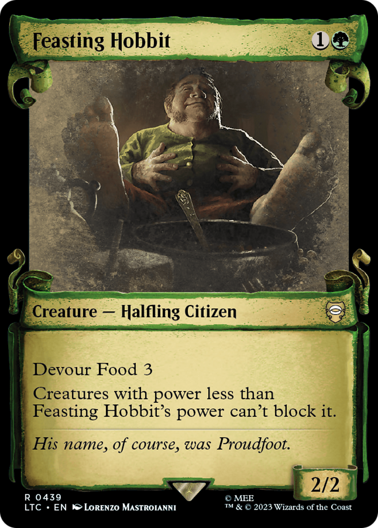 Feasting Hobbit (Showcase Scrolls) (LTC-439) - Tales of Middle-earth Commander: (Showcase) Foil