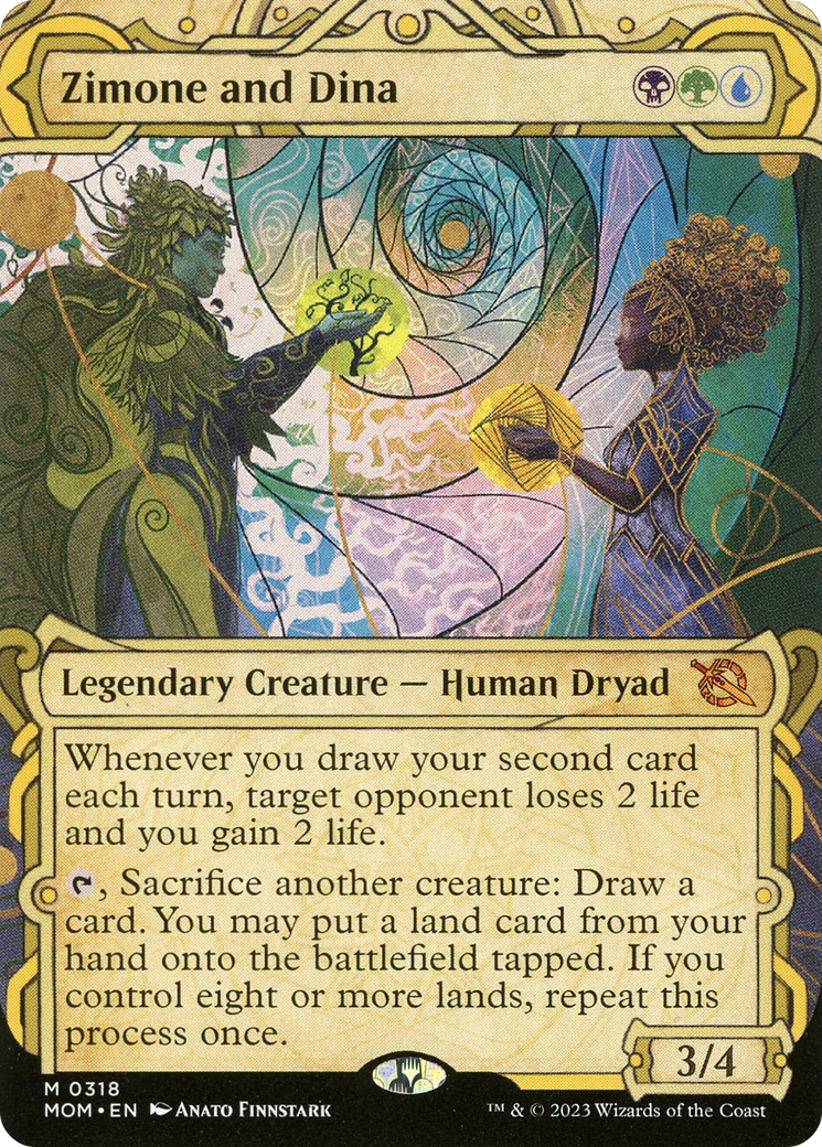 Zimone and Dina (Showcase) (MOM-318) - March of the Machine: (Showcase) (Borderless) Foil