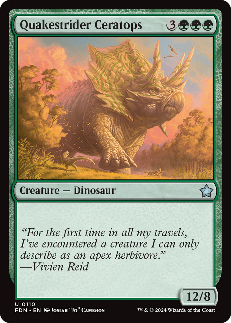 Quakestrider Ceratops (FDN-110) - Feuille de fondation 
