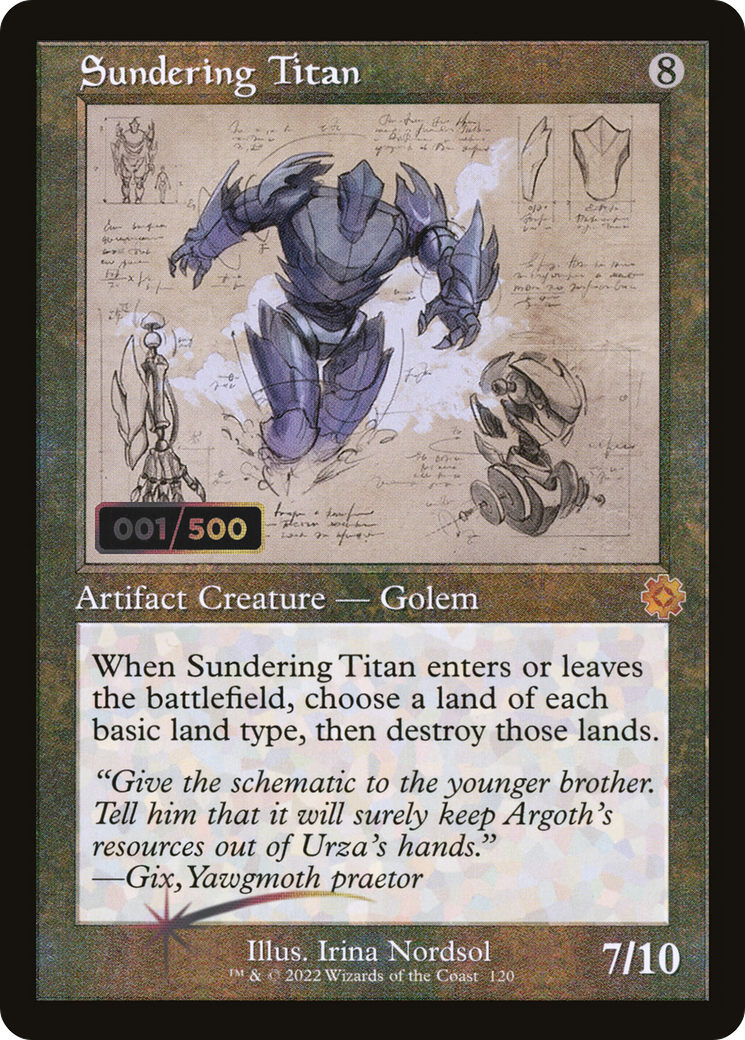 Sundering Titan (Schematic) (Serial Numbered) (BRR-120) - The Brothers' War Retro Artifacts Foil