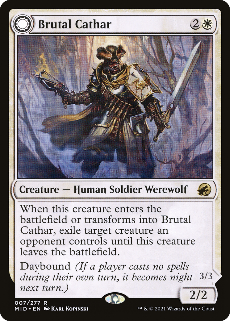 Brutal Cathar (MID-007) - Innistrad: Midnight Hunt: (Double Faced Transform) Foil