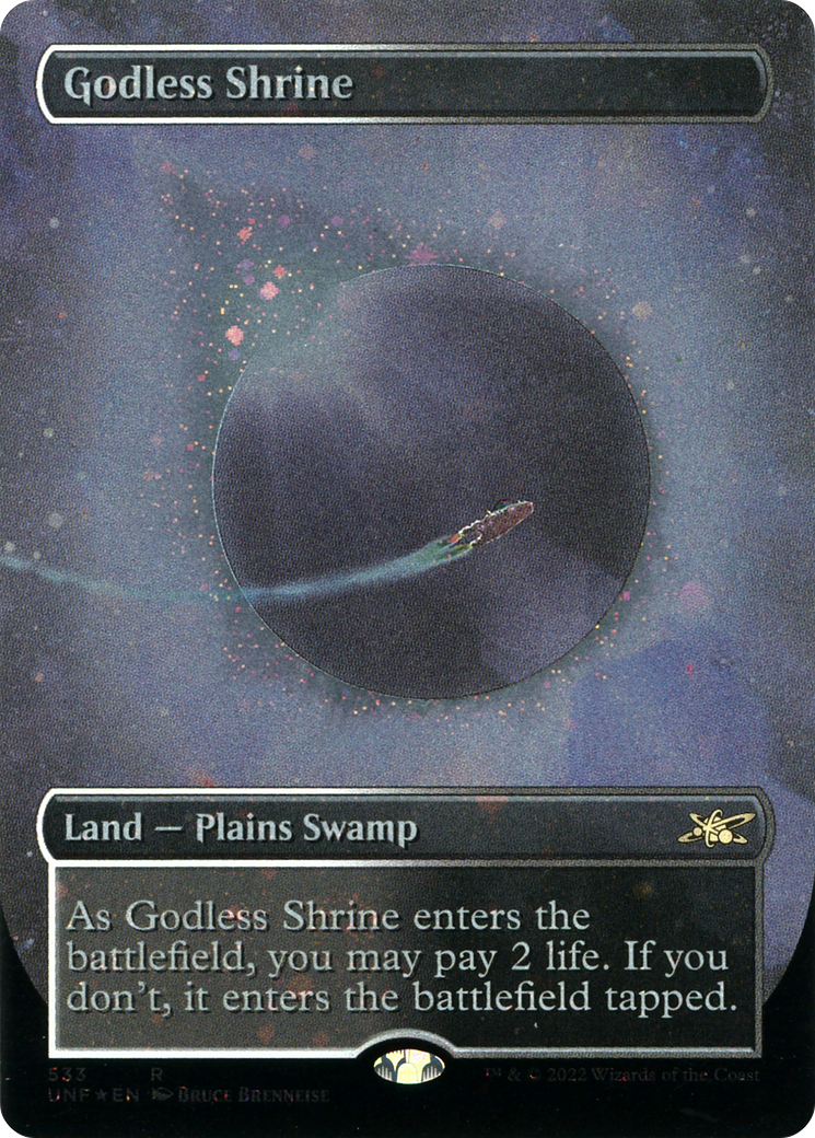 Godless Shrine (Borderless) (Galaxy Foil) (UNF-533) - Unfinity (Borderless) Foil