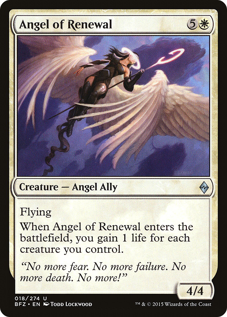 Ange du Renouveau (BFZ-018) - Feuille de Bataille pour Zendikar 