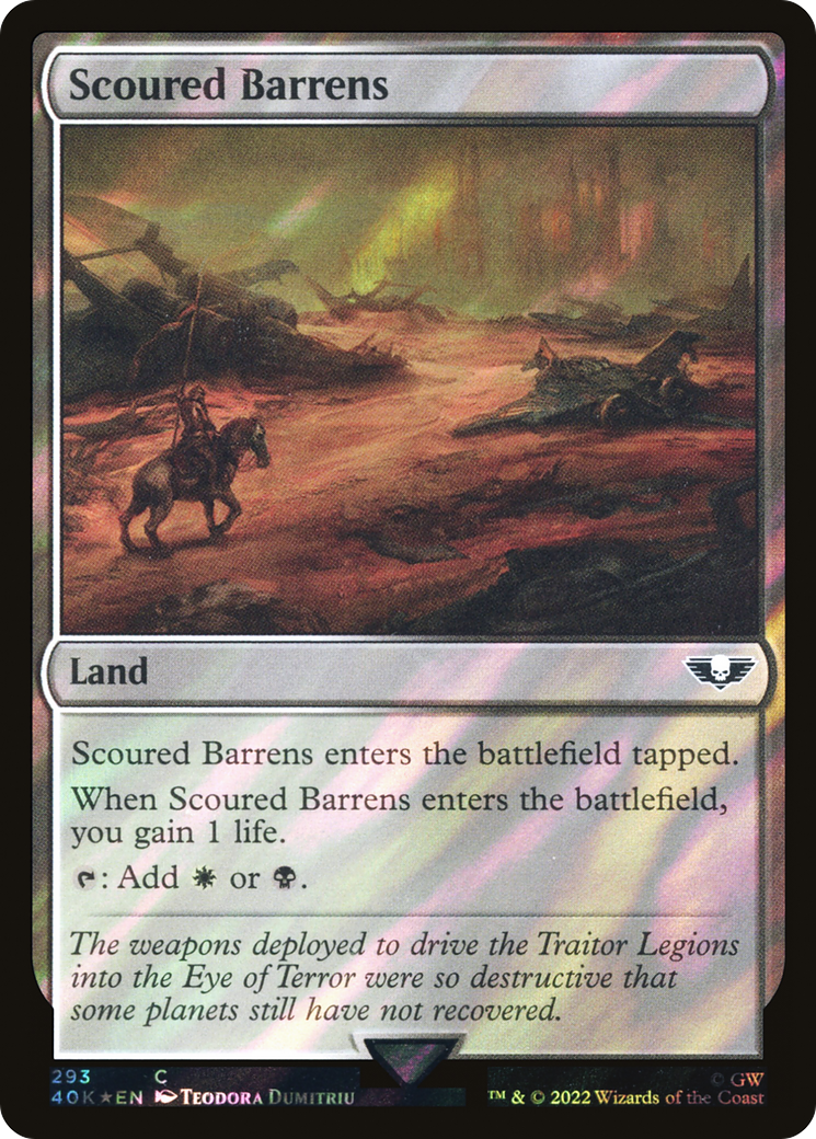 Scoured Barrens (Surge Foil) (40K-293★) - Warhammer 40,000 Commander Foil