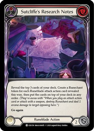 Notes de recherche de Sutcliffe (rouge) (CRU154) - Crucible of War Édition illimitée Arc-en-ciel 