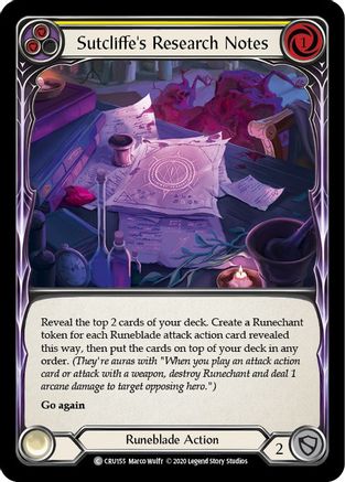 Notes de recherche de Sutcliffe (jaune) (CRU155) - Crucible of War Édition illimitée Arc-en-ciel 