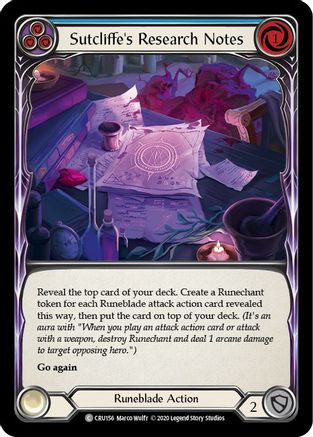 Notes de recherche de Sutcliffe (bleu) (CRU156) - Crucible of War Édition illimitée Arc-en-ciel 