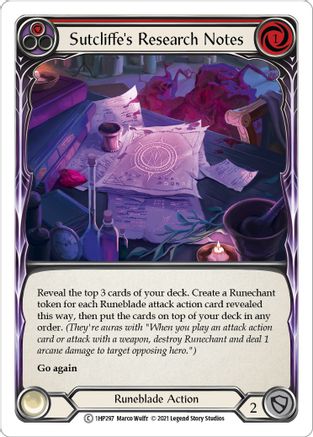 Notes de recherche de Sutcliffe (rouge) (1HP297) - Pack historique Vol. 1 