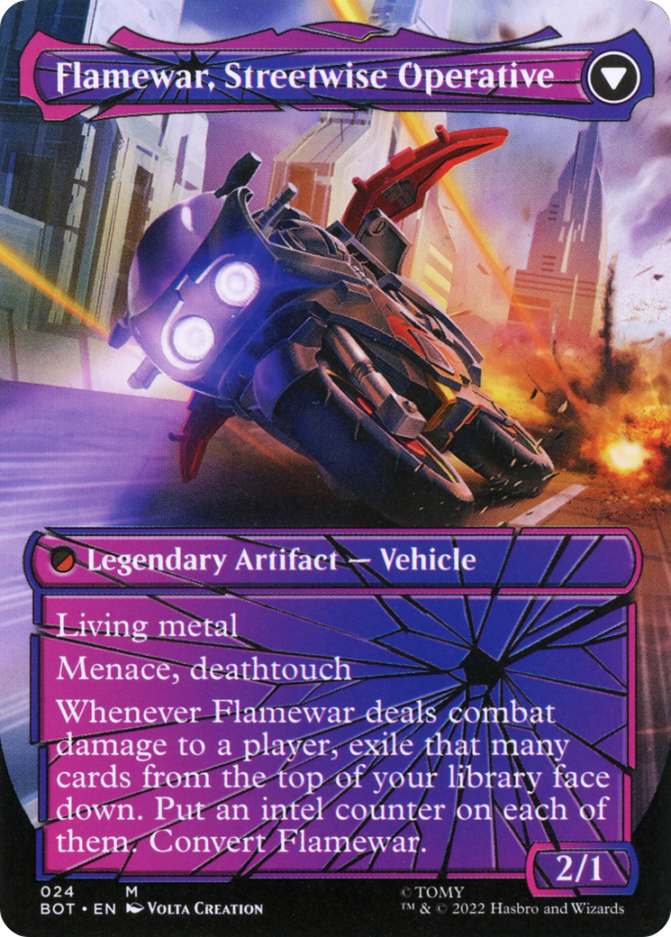 Flamewar, Brash Veteran // Flamewar, Streetwise Operative (BOT-024) - Transformers : (shatteredglass, convertdfc) (Borderless) 