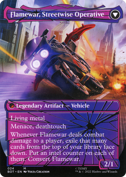 Flamewar, Brash Veteran // Flamewar, Streetwise Operative (BOT-024) - Transformers : (shatteredglass, convertdfc) (Borderless) Foil 