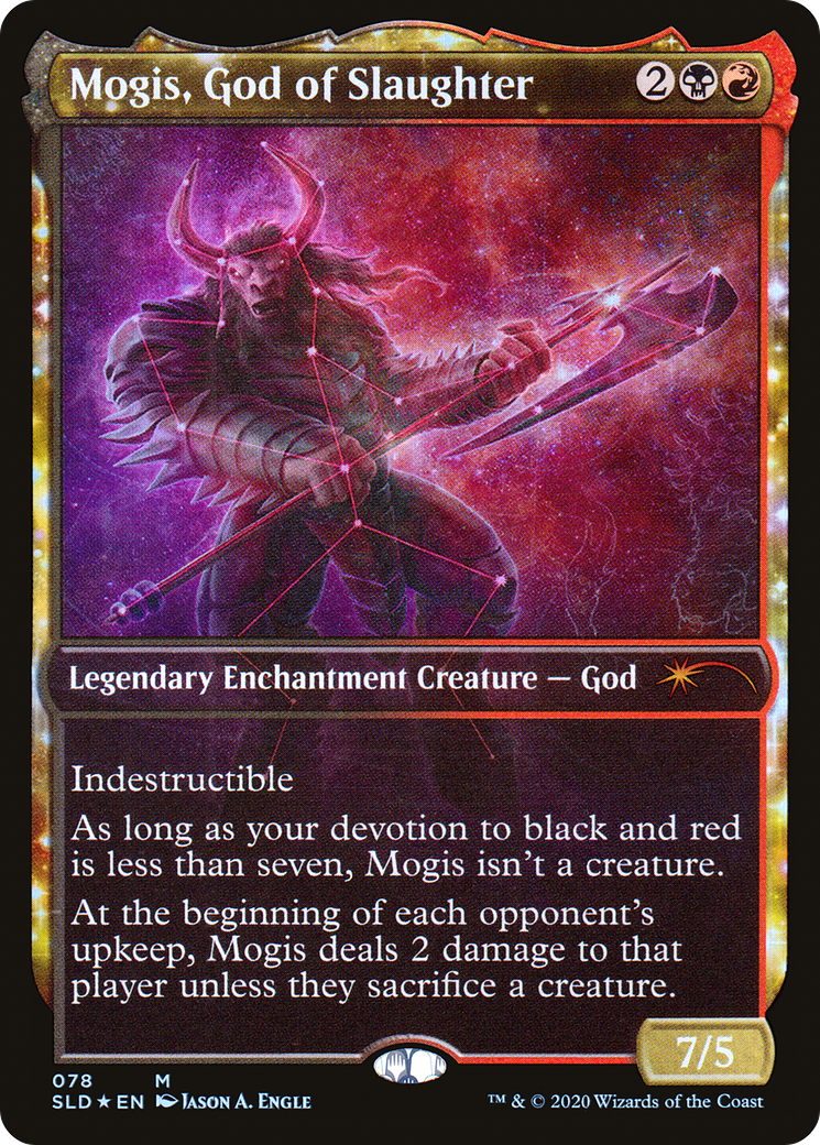 MOgIs, gOD of sLaUGHter (9994) (Rainbow Foil) (SLD-078) - Secret Lair Drop: (enchantment, Showcase) Foil