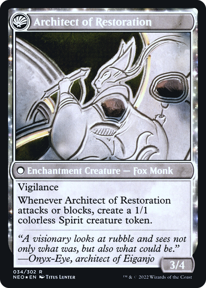 La Restauration d'Eiganjo // Architecte de la Restauration (PNEO-34S) - Kamigawa : Neon Dynasty Promos : (fandfc) Foil 