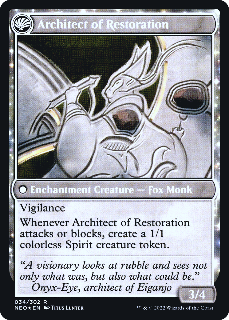 La Restauration d'Eiganjo // Architecte de la Restauration (PNEO-34S) - Kamigawa : Neon Dynasty Promos : (fandfc) Foil 