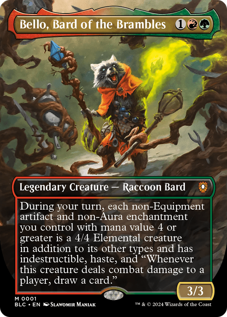 Bello, Bard of the Brambles (Borderless) (BLC-001) - Bloomburrow Commander (Borderless)