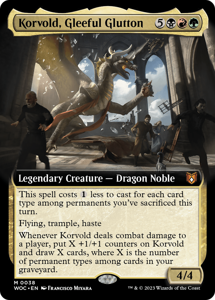 Korvold, Glouton joyeux (WOC-038) - Commandant des Terres Sauvages d'Eldraine : (Extended Art) Foil 