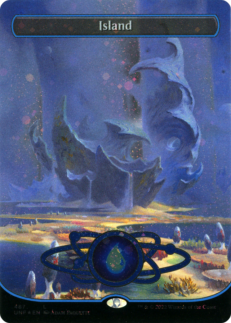 Island (487) (Borderless) (Galaxy Foil) (UNF-487) - Unfinity Foil