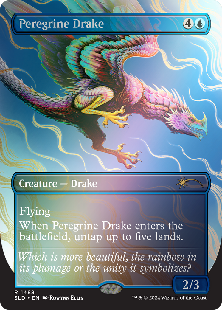 Peregrine Drake (Rainbow Foil) (SLD-1488★) - Secret Lair Drop (Borderless) Foil
