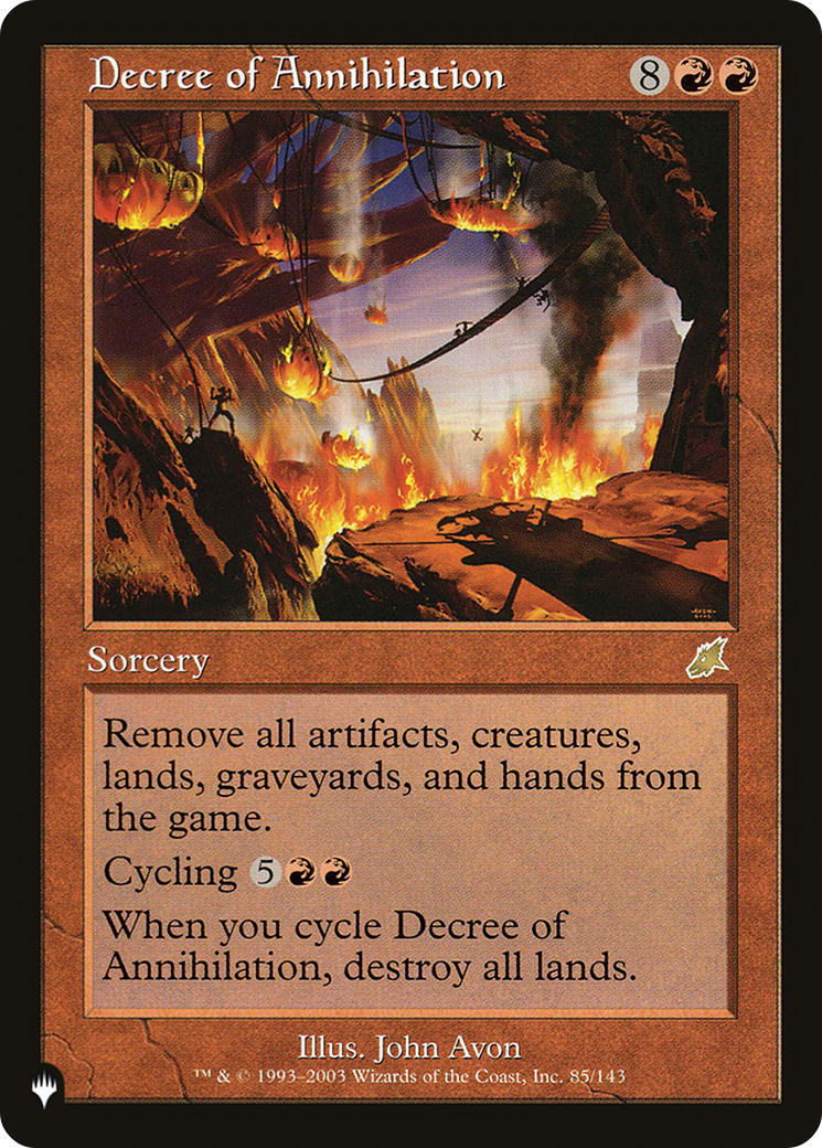 Decree of Annihilation (LIST-85/143) - The List