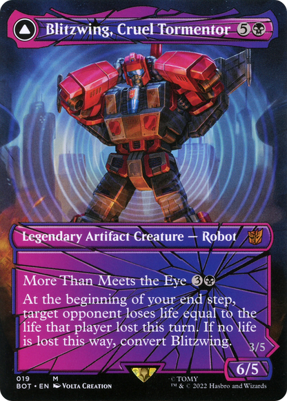 Blitzwing, Tourmenteur Cruel // Blitzwing, Assaillant Adaptatif (BOT-019) - Transformers : (convertdfc, shatteredglass) (Borderless) Foil 