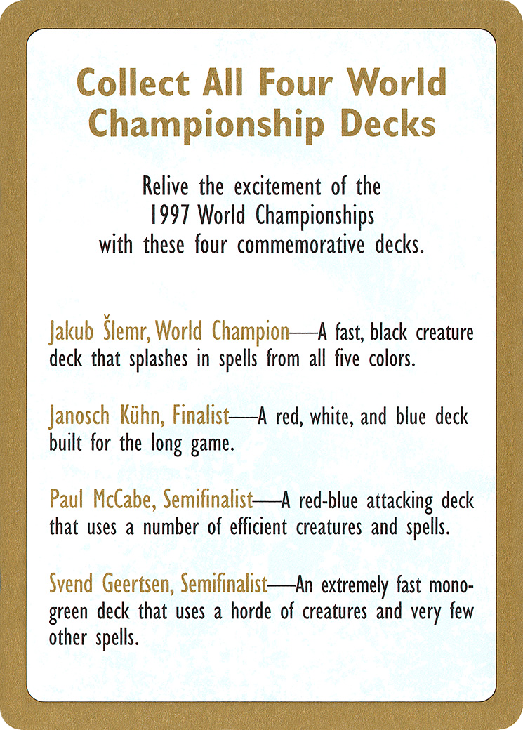 1997 World Championships Ad (WCD-000) - World Championship Decks 1997