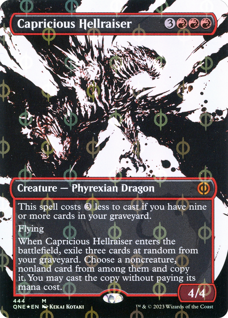 Capricious Hellraiser (ONE-444) - Phyrexia : All Will Be One : (Showcase) (Borderless) Foil 
