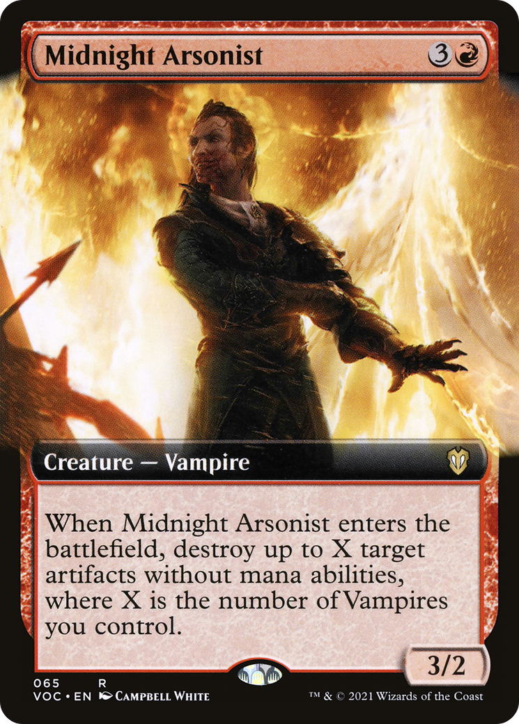 Midnight Arsonist (Extended Art) (VOC-065) - Crimson Vow Commander: (Extended Art)