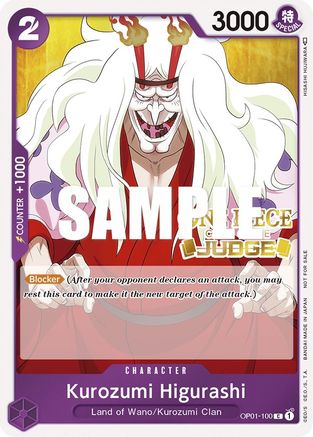Kurozumi Higurashi (Juge) (OP01-100) - Cartes promotionnelles One Piece Foil 