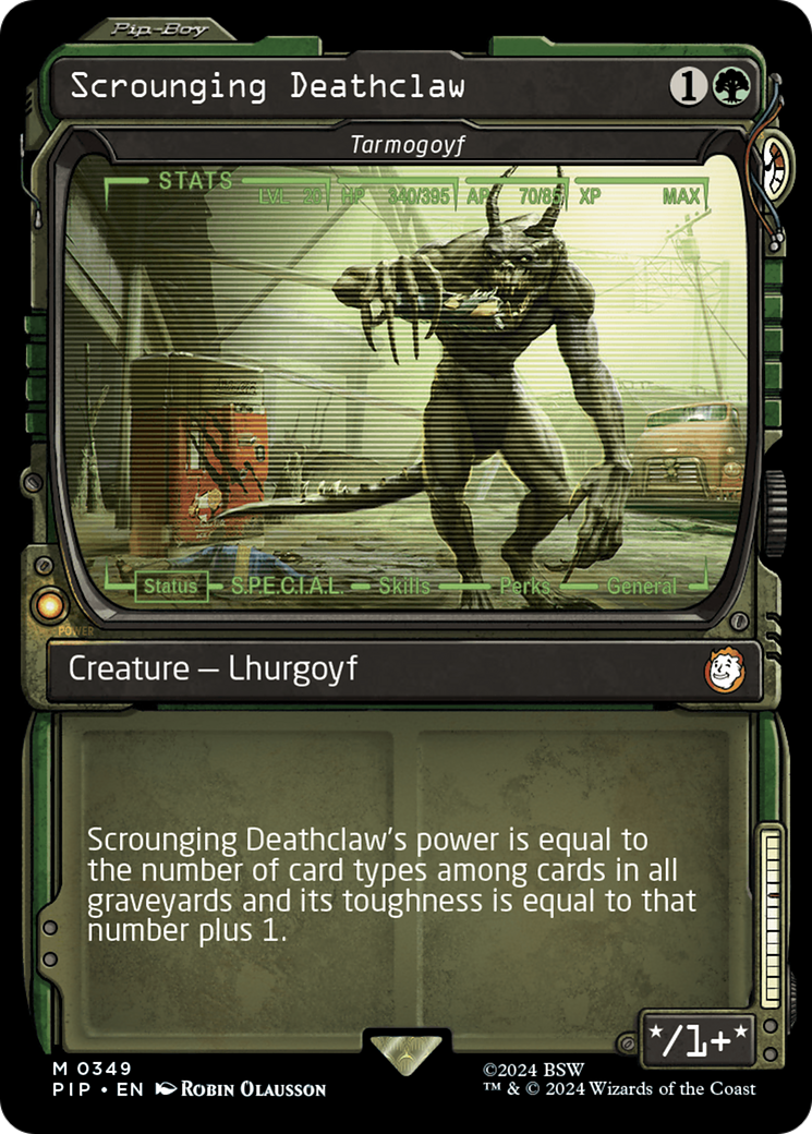 Scrounging Deathclaw - Tarmogoyf (Showcase) (PIP-349) - Fallout / Scrounging Deathclaw: (Showcase)