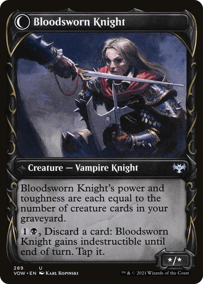 Écuyer Bloodsworn // Chevalier Bloodsworn (VOW-289) - Innistrad : Crimson Vow : (Vitrine, Transformation Double Face) Foil 