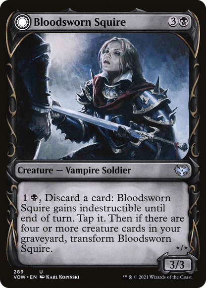 Écuyer Bloodsworn // Chevalier Bloodsworn (VOW-289) - Innistrad : Crimson Vow : (Vitrine, Transformation Double Face) Foil 
