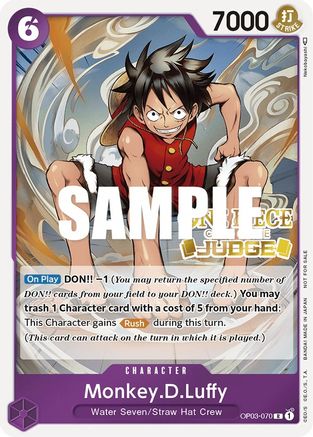 Monkey.D.Luffy (Judge Pack Vol. 2) (OP03-070) - Cartes promotionnelles One Piece Foil 