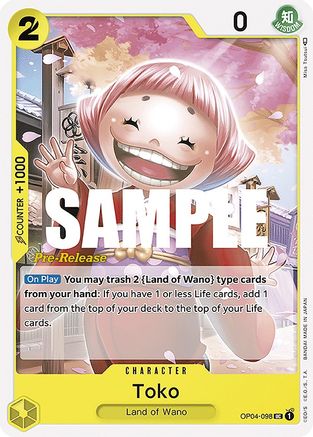 Toko (OP04-098) - Cartes de pré-lancement des Royaumes de l'Intrigue 