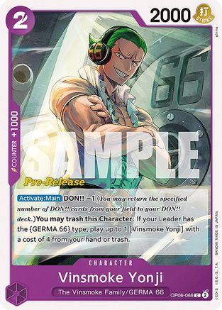Vinsmoke Yonji (066) (OP06-066) - Cartes de pré-version de Wings of the Captain 