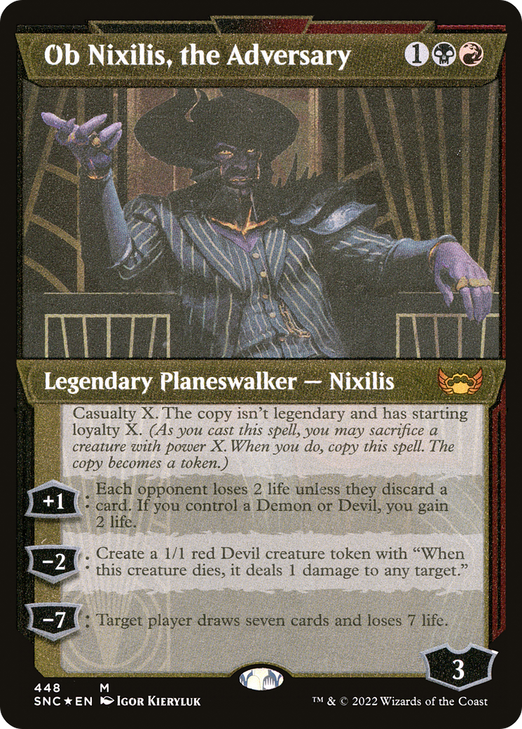 Ob Nixilis, the Adversary (Showcase) (Foil Etched) (SNC-448) - Streets of New Capenna: (Showcase) Etched Foil
