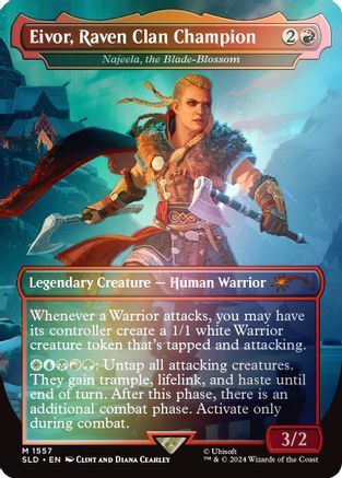 Eivor, Raven Clan Champion - Najeela, the Blade-Blossom (Rainbow Foil) (SLD-1557) - Secret Lair Drop Series Foil