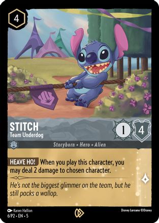 Stitch - Équipe Underdog (6) - Cartes promotionnelles Disney Lorcana, feuille froide 