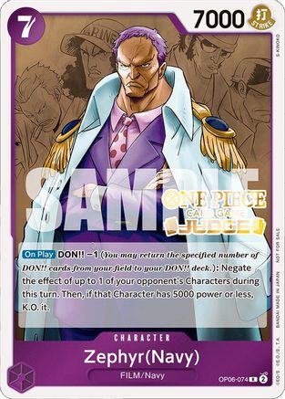 Zephyr (Marine) (Judge Pack Vol. 4) (OP06-074) - Cartes promotionnelles One Piece Foil