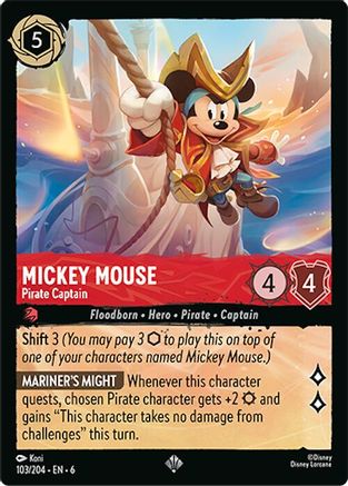 Mickey Mouse - Capitaine Pirate (103/204) - Feuille froide de mer azurite 