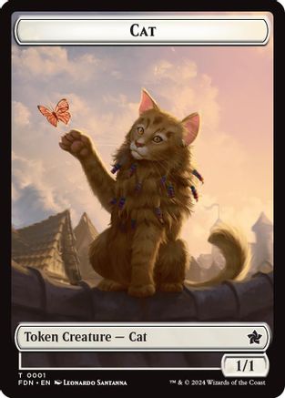 Cat (0001) // Cat (0002) Doubled-Sided Token (-1 // 2) - Foundations