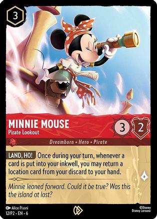 Minnie Mouse - Pirate Lookout (12) - Cartes promotionnelles Disney Lorcana, feuille froide 