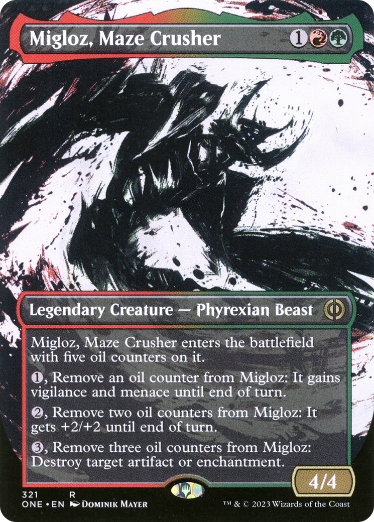 Migloz, Maze Crusher (ONE-321) - Phyrexia : All Will Be One : (Showcase) (Borderless) Foil 