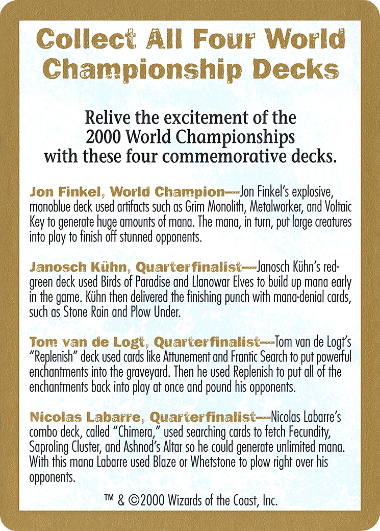 2000 World Championships Ad (WC00-000) - World Championship Decks 2000