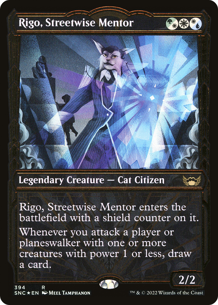 Rigo, Streetwise Mentor (Gilded Foil) (SNC-394) - Streets of New Capenna: (Showcase) Foil