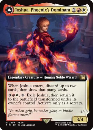 Joshua, Phoenix's Dominant // Phoenix, Warden of Fire (FIN-494) - FINAL FANTASY: (enchantment, Extended Art)