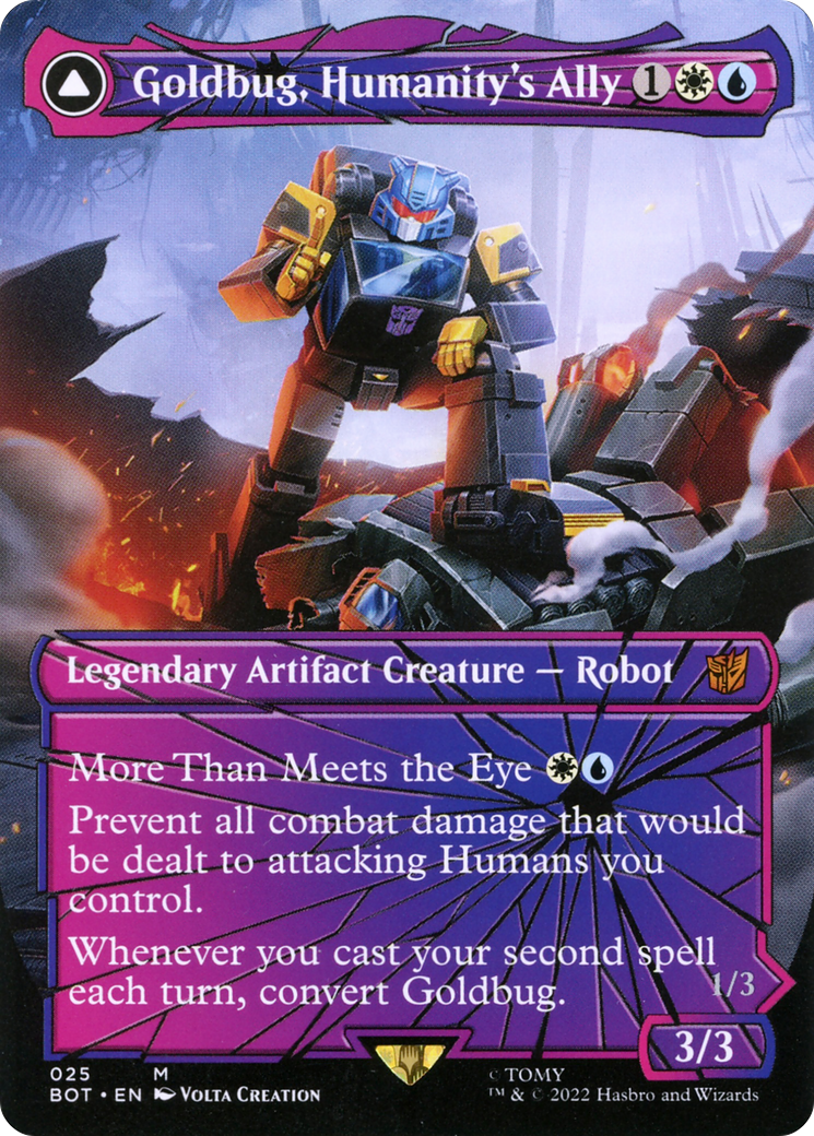 Goldbug, l'allié de l'humanité // Goldbug, Scrappy Scout (BOT-025) - Transformers : (shatteredglass, convertdfc) (Borderless) Foil 