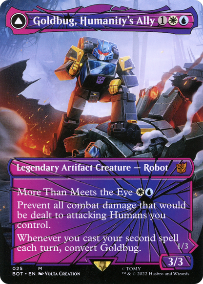 Goldbug, l'allié de l'humanité // Goldbug, l'éclaireur (BOT-025) - Transformers : (shatteredglass, convertdfc) (Borderless) 