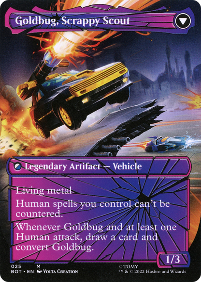 Goldbug, l'allié de l'humanité // Goldbug, l'éclaireur (BOT-025) - Transformers : (shatteredglass, convertdfc) (Borderless) 