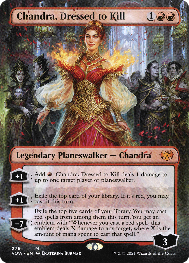 Chandra, Dressed to Kill (Borderless) (VOW-279) - Innistrad: Crimson Vow (Borderless)