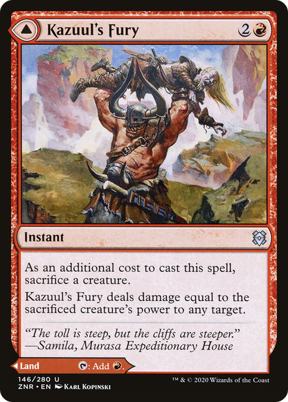 Fureur de Kazuul // Falaises de Kazuul (ZNR-146) - Zendikar Rising Foil 