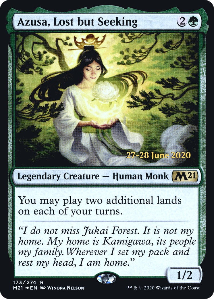 Azusa, Lost but Seeking (PRE-173) - Core Set 2021 Promos Foil
